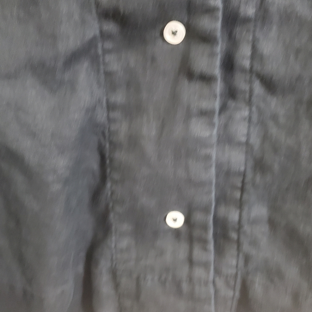 Quince 100% European Linen Short Sleeve Shirt Black Boxy Cropped Size Large Boho - Picture 4 of 9